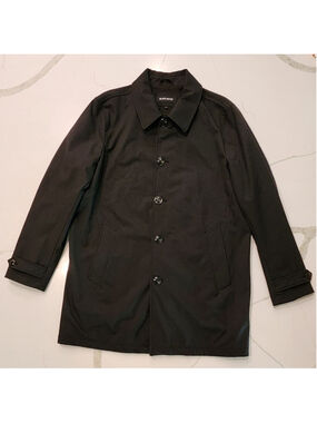 Black Rivet Black Lightweight Stretch Jacket Men’s L Button Zip Front Car Coat